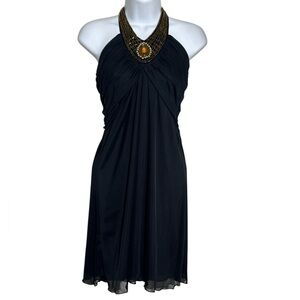 Y2K Mesh Speechless Black Halter Dress with Beaded Neckline Size Medium